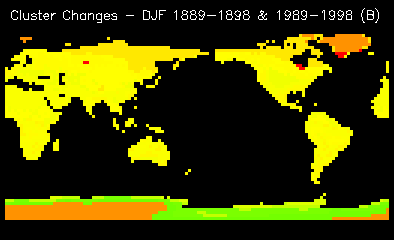 Cluster Changes - DJF 1889-1898 & 1989-1998 (B)